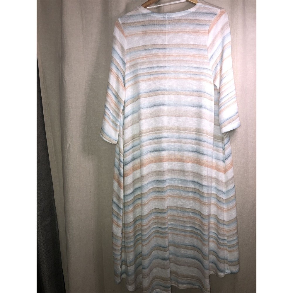 Torrid Duster Cardigan Multicolor Pastel Stripe Knit Open Front 0X -flaw. - Picture 6 of 9